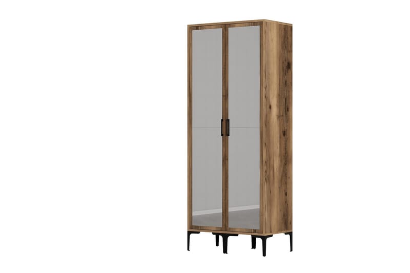Kumsal Garderobe med Speil - Valnøtt - Oppbevaring - Garderober & garderobesystem