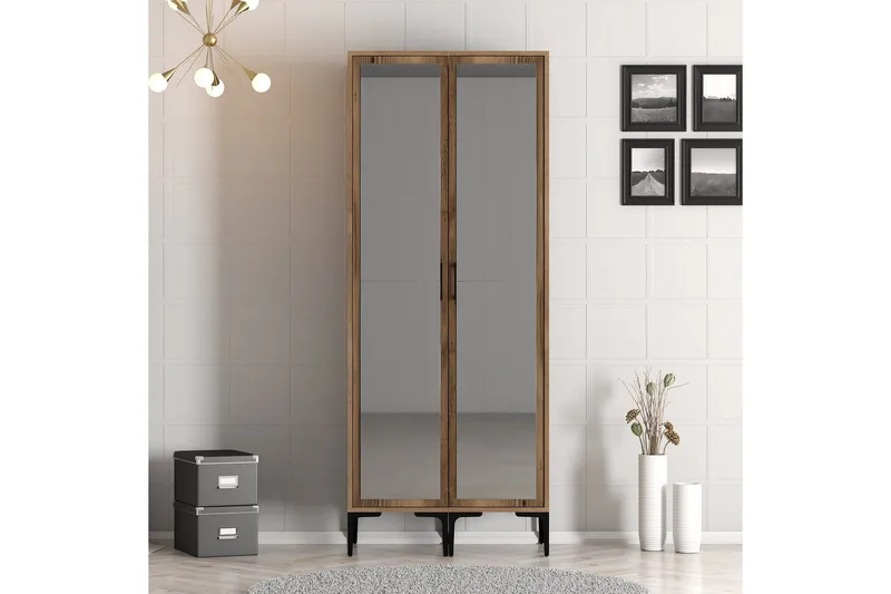 Kumsal Garderobe med Speil, Valnøtt