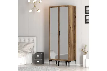 Kumsal Garderobe med Speil - Valnøtt - Oppbevaring - Garderober & garderobesystem