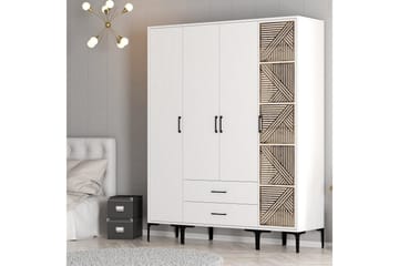 Kumsal Garderobeskap 160 cm i Malt Tre - Hvit - Oppbevaring - Garderober & garderobesystem