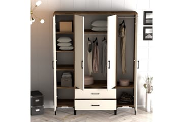 Kumsal Garderobeskap 160 cm i Malt Tre - Hvit - Oppbevaring - Garderober & garderobesystem