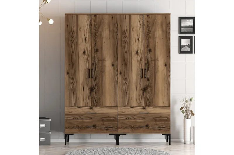 Kumsal Garderobeskap 160 cm i Tre, Brun