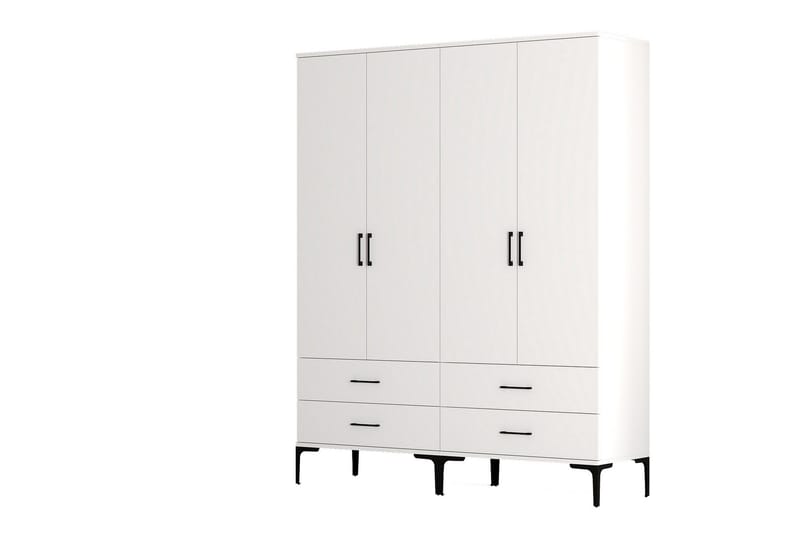 Kumsal Garderobeskap 160 cm i Tre - Hvit - Oppbevaring - Garderober & garderobesystem