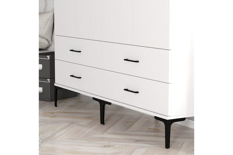 Kumsal Garderobeskap 160 cm i Tre - Hvit - Oppbevaring - Garderober & garderobesystem