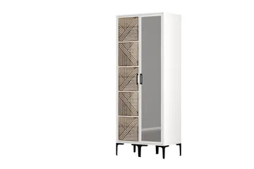 Kumsal Garderobeskap med Speil 80 cm i Tre - Hvit - Oppbevaring - Garderober & garderobesystem