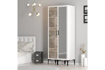 Kumsal Garderobeskap med Speil 80 cm i Tre - Hvit - Oppbevaring - Garderober & garderobesystem