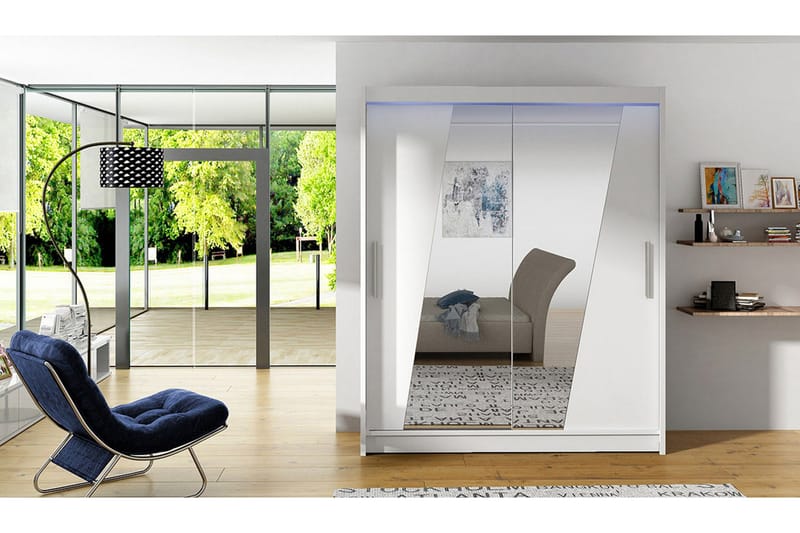 Leila Garderobe + LED - Hvit - Oppbevaring - Garderober & garderobesystem