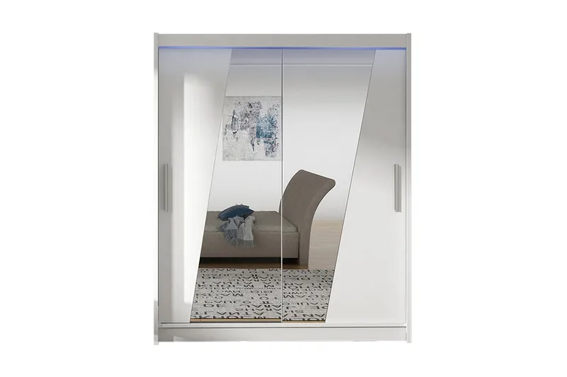 Leila Garderobe + LED, Hvit