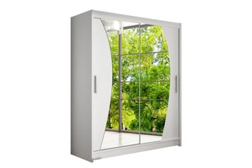Leila Garderobe 150 cm Skyvedører Bøyd Speil - Hvit - Oppbevaring - Garderober & garderobesystem