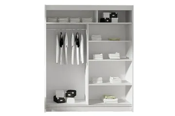 Leila Garderobe 150 cm Skyvedører Buet Speil - Eik - Oppbevaring - Garderober & garderobesystem