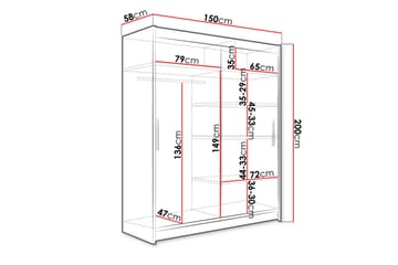 Leila Garderobe 150 cm Skyvedører - Eik - Oppbevaring - Garderober & garderobesystem