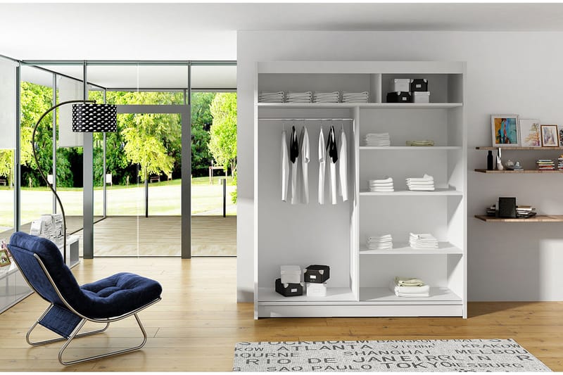 Leila Garderobe 150 cm Skyvedører - Eik - Oppbevaring - Garderober & garderobesystem