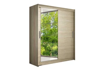 Leila Garderobe 150 cm Skyvedører Speil - Eik - Oppbevaring - Garderober & garderobesystem