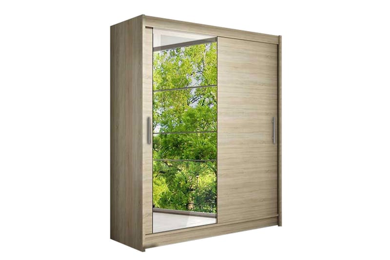 Leila Garderobe 150 cm Skyvedører Speil - Eik - Oppbevaring - Garderober & garderobesystem