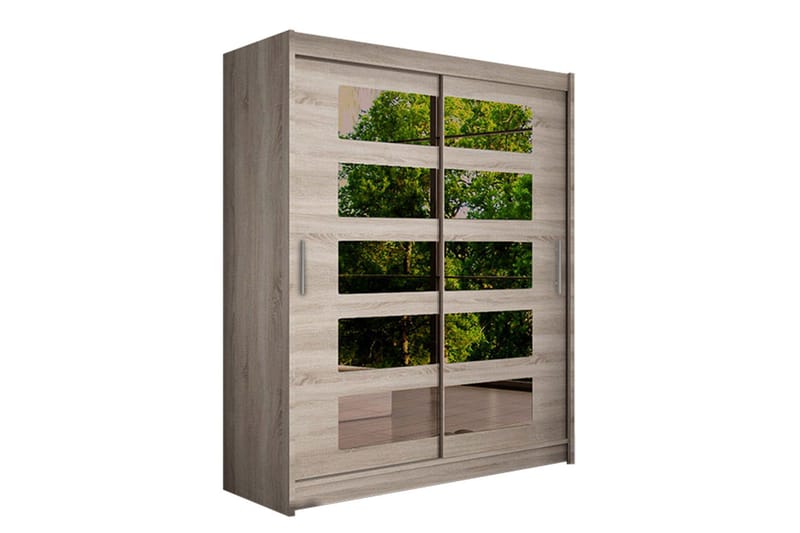 Leila Garderobe Skyvedører 5-Delt Speil, Eik