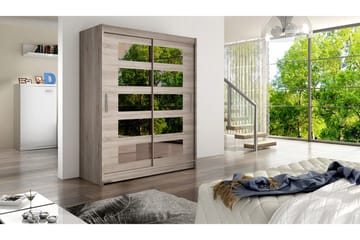 Leila Garderobe Skyvedører 5-Delt Speil - Eik - Oppbevaring - Garderober & garderobesystem