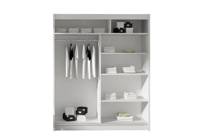 Leila Garderobe Skyvedører 5-Delt Speil - Eik - Oppbevaring - Garderober & garderobesystem