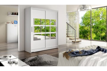 Leila Garderobe Skyvedører Delt Speil - Hvit - Oppbevaring - Garderober & garderobesystem