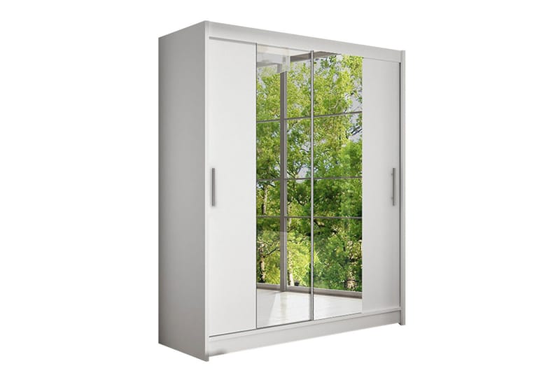 Leila Garderobe Skyvedører Smaltt Speil, Hvit