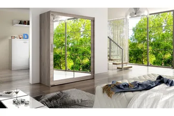 Leila Garderobe Skyvedører Speil - Eik - Oppbevaring - Garderober & garderobesystem