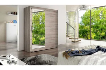 Leila Garderobe Skyvedører Speil - Eik - Oppbevaring - Garderober & garderobesystem