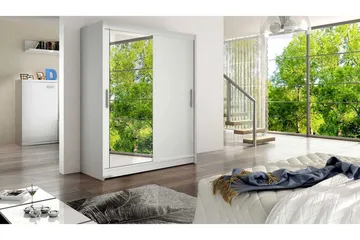 Leila Garderobe Skyvedører Speil - Hvit - Oppbevaring - Garderober & garderobesystem