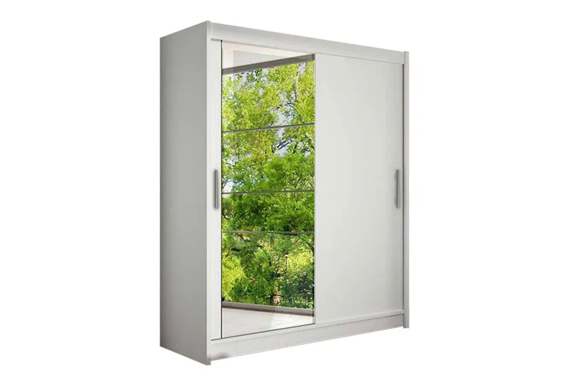 Leila Garderobe Skyvedører Speil, Hvit