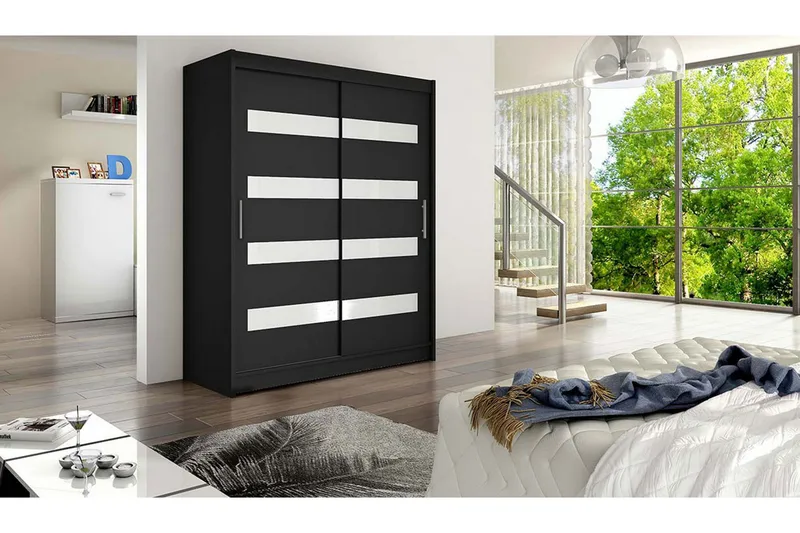 Leila Garderobe Smalt Skyvedører Smalt - Svart - Oppbevaring - Garderober & garderobesystem