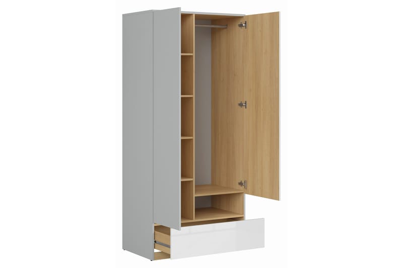 Leokkol Garderobe 55 cm - Lysegrå/Tre/Natur/Hvit - Oppbevaring - Garderober & garderobesystem