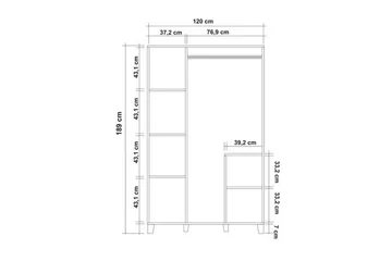 Leva Garderobe 120x189 cm Brun - Hanah Home - Oppbevaring - Garderober & garderobesystem