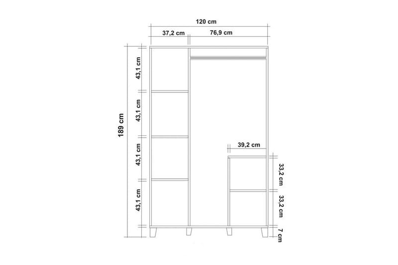 Leva Garderobe 120x189 cm Brun - Hanah Home - Oppbevaring - Garderober & garderobesystem