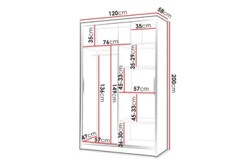 Liverpool Garderobe 120x200 cm - Grå - Oppbevaring - Garderober & garderobesystem