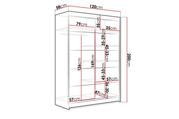 Liverpool Garderobe 120x200 cm - Hvit - Oppbevaring - Garderober & garderobesystem
