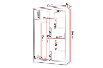 Liverpool Garderobe 120x200 cm - Hvit/Brun - Oppbevaring - Garderober & garderobesystem