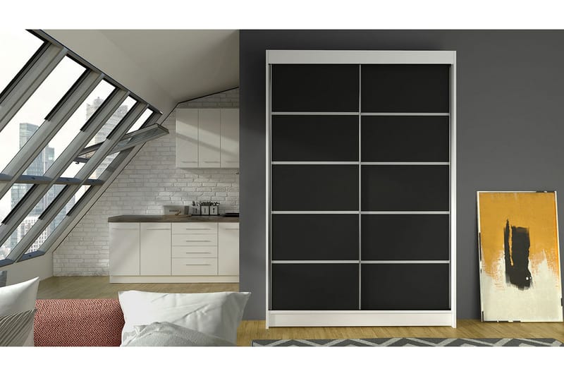 Liverpool Garderobe 120x200 cm - Svart/Hvit - Oppbevaring - Garderober & garderobesystem