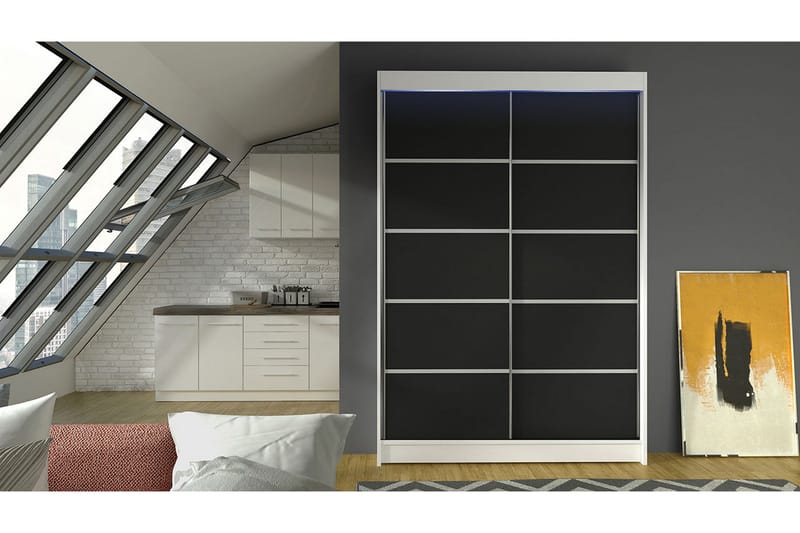 Liverpool Garderobe 120x200 cm - Svart/Hvit - Oppbevaring - Garderober & garderobesystem