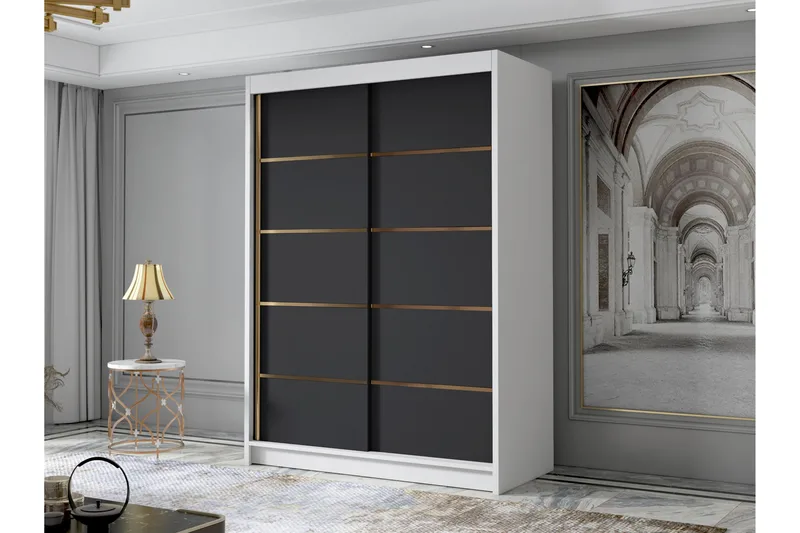 Lungos Garderobe 120x200 cm - Svart/Hvit - Oppbevaring - Garderober & garderobesystem