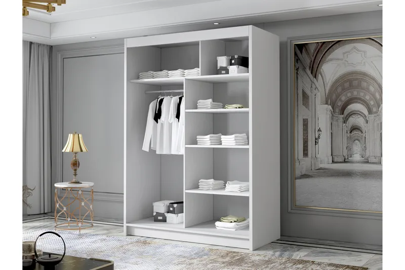 Lungos Garderobe 120x200 cm - Svart/Hvit - Oppbevaring - Garderober & garderobesystem