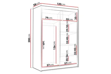 Lungos Garderobe 120x200 cm - Svart/Hvit - Oppbevaring - Garderober & garderobesystem