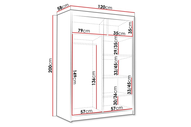 Lungos Garderobe 120x200 cm - Svart/Hvit - Oppbevaring - Garderober & garderobesystem