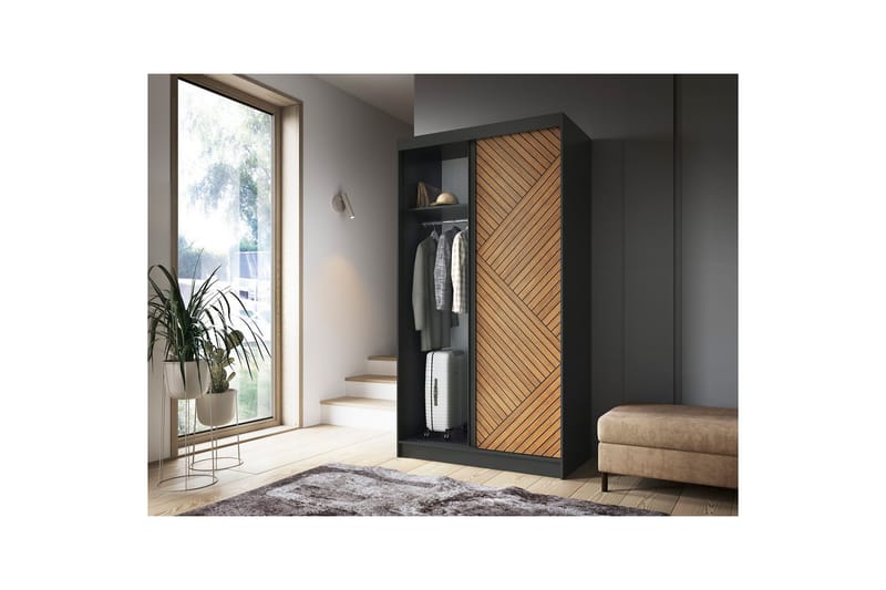 Marrphy Garderobe 120 cm i Mørkt Tre - Antrasitt - Oppbevaring - Garderober & garderobesystem