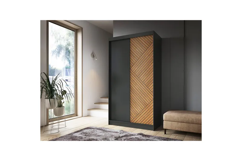 Marrphy Garderobe 120 cm i Mørkt Tre - Antrasitt - Oppbevaring - Garderober & garderobesystem