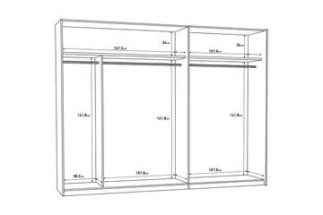 Melnik Garderobe 62x270 cm - Brun/Svart - Oppbevaring - Garderober & garderobesystem