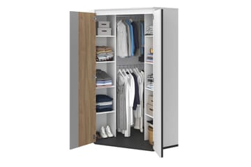 Metropolitan Garderobe 95x199 cm - Brun/Hvit/Lysegrå/Sort - Oppbevaring - Garderober & garderobesystem