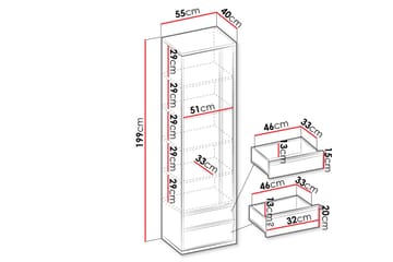 Metropolitan Garderobeskap 55x199 cm - Brun/Hvit/Lysegrå/Sort - Oppbevaring - Garderober & garderobesystem