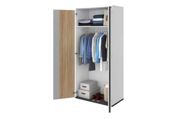 Metropolitan Garderobeskap 90x199 cm - Hvit/Grå/Svart - Oppbevaring - Garderober & garderobesystem