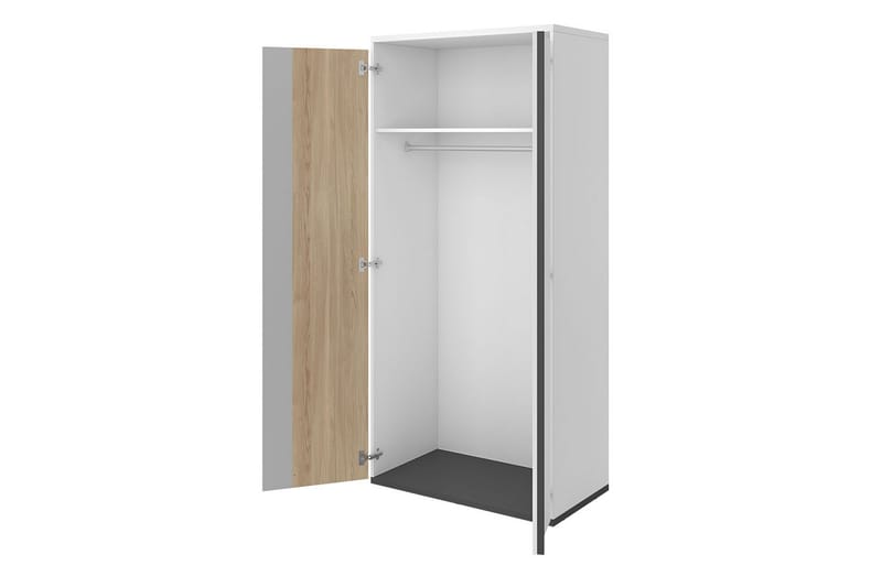 Metropolitan Garderobeskap 90x199 cm - Hvit/Grå/Svart - Oppbevaring - Garderober & garderobesystem