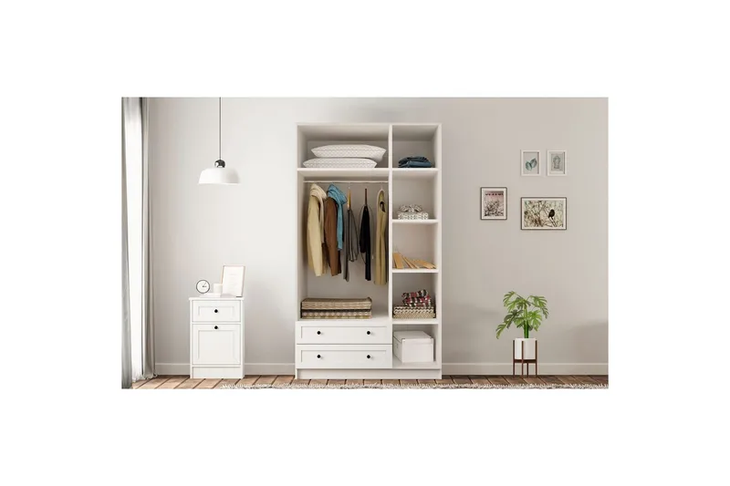 Meyra Garderobe 105x184 cm - Matt Hvit - Oppbevaring - Garderober & garderobesystem