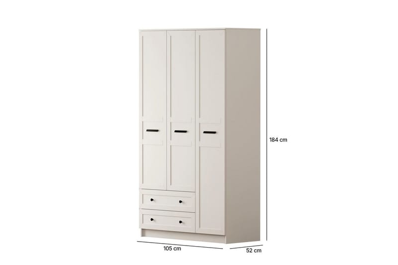 Meyra Garderobe 105x184 cm - Matt Hvit - Oppbevaring - Garderober & garderobesystem