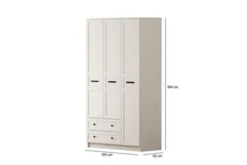 Meyra Garderobe 105x184 cm - Matt Hvit - Oppbevaring - Garderober & garderobesystem